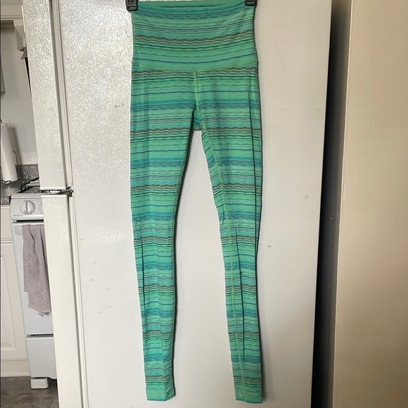 Lululemon Size 4 31” Striped Green and Blue Leggings - Picture 1 of 6